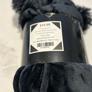 Hobby Lobby Black Faux Pom Pom Throw